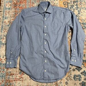 Peter Millar blue checked gingham button up